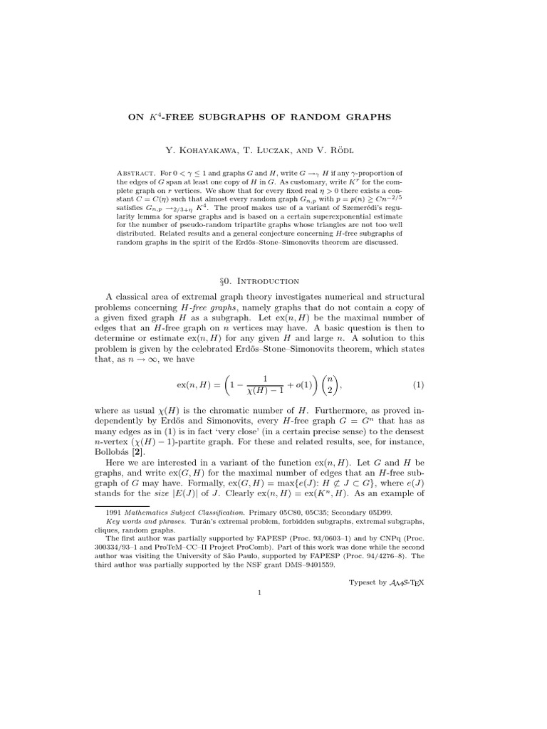 K4-Free Subgraphs in Random Graphs | PDF | Combinatorics | Mathematical ...