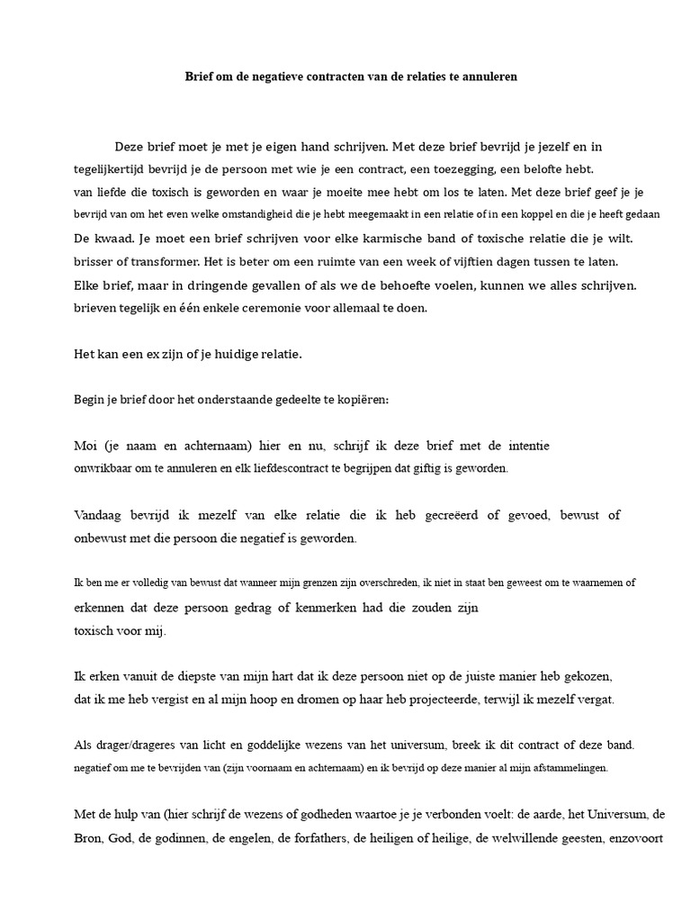 Brief Om Karmische Banden Te Verbreken (Koppel-Romantische Relaties) | PDF