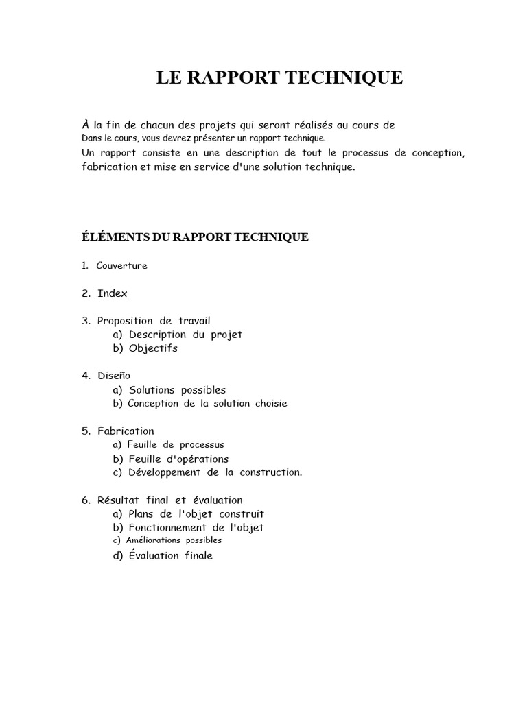 Guide du Rapport Technique de Projet | PDF | Crayon