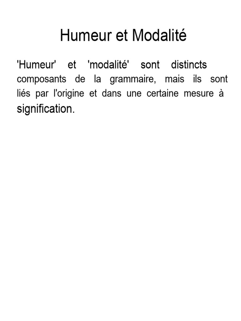 Humeur et Modalité en Grammaire Anglaise | PDF | Verbe | Phrase