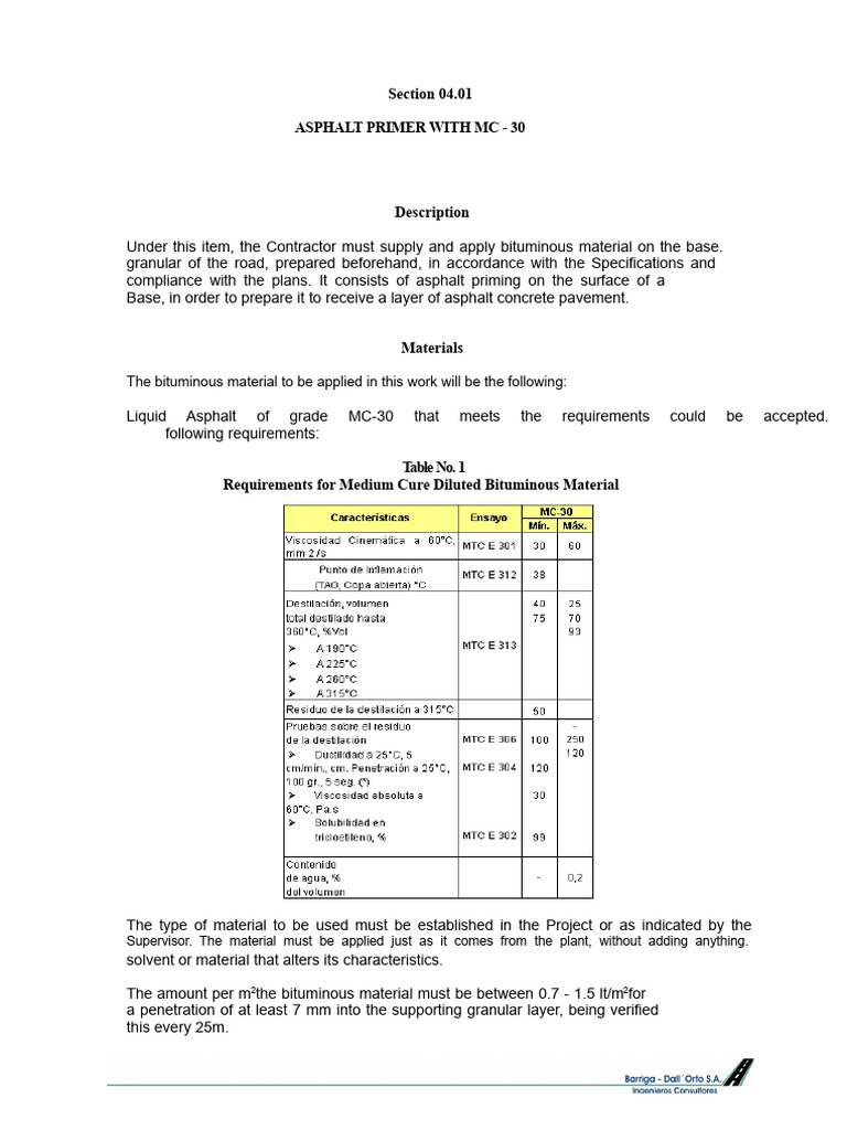 04.01 Asphalt Primer MC-30 | PDF