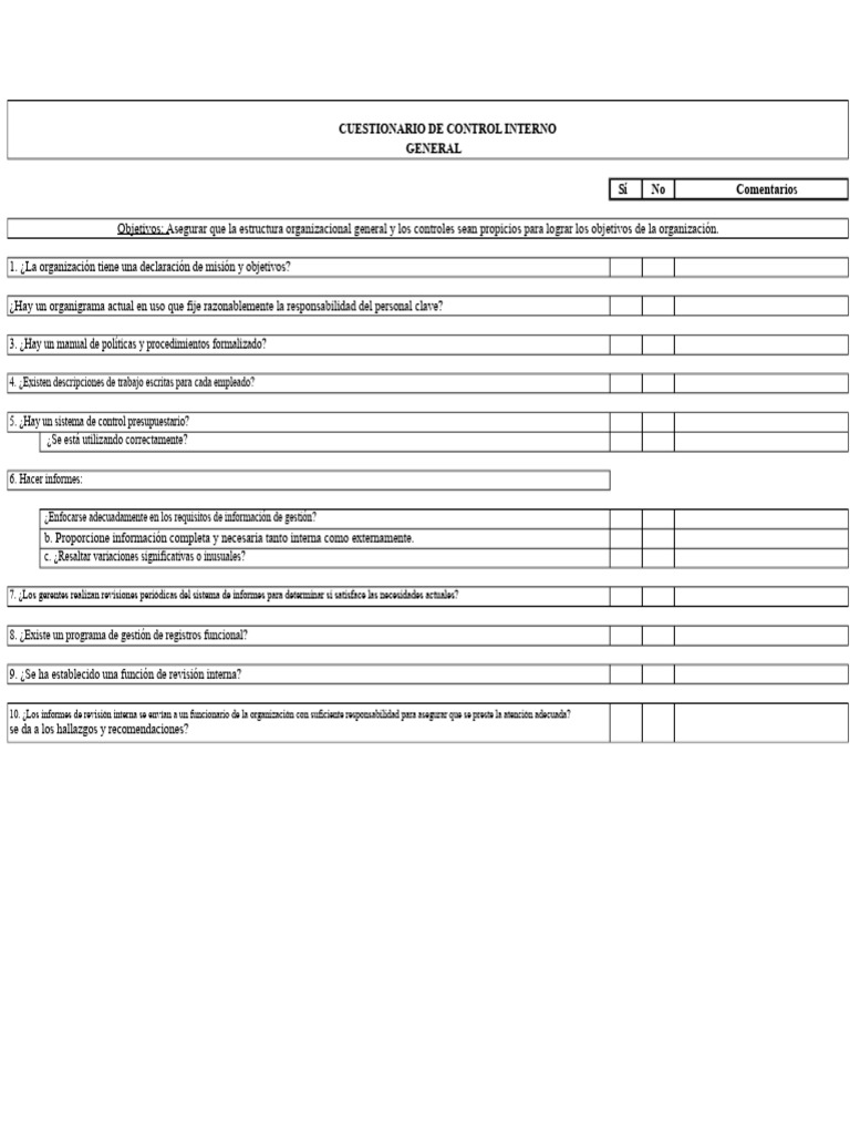 Cuestionario de Control Interno Efectivo | PDF | Cuentas por pagar | Cheque