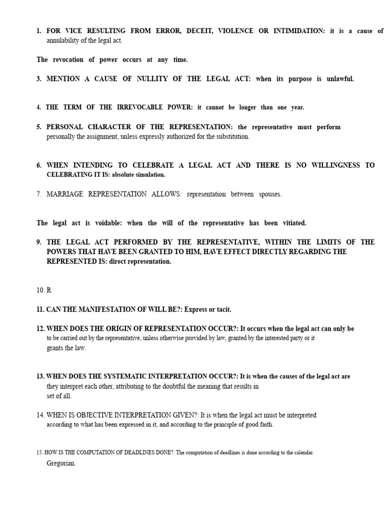 Legal Act Nullity and Representation Rules | PDF | Annulment | Civil ...