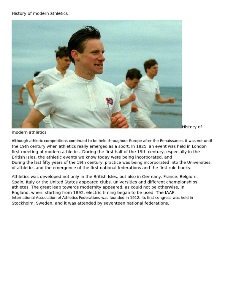Evolution of Modern Athletics History | PDF | Track And Field | Sport ...