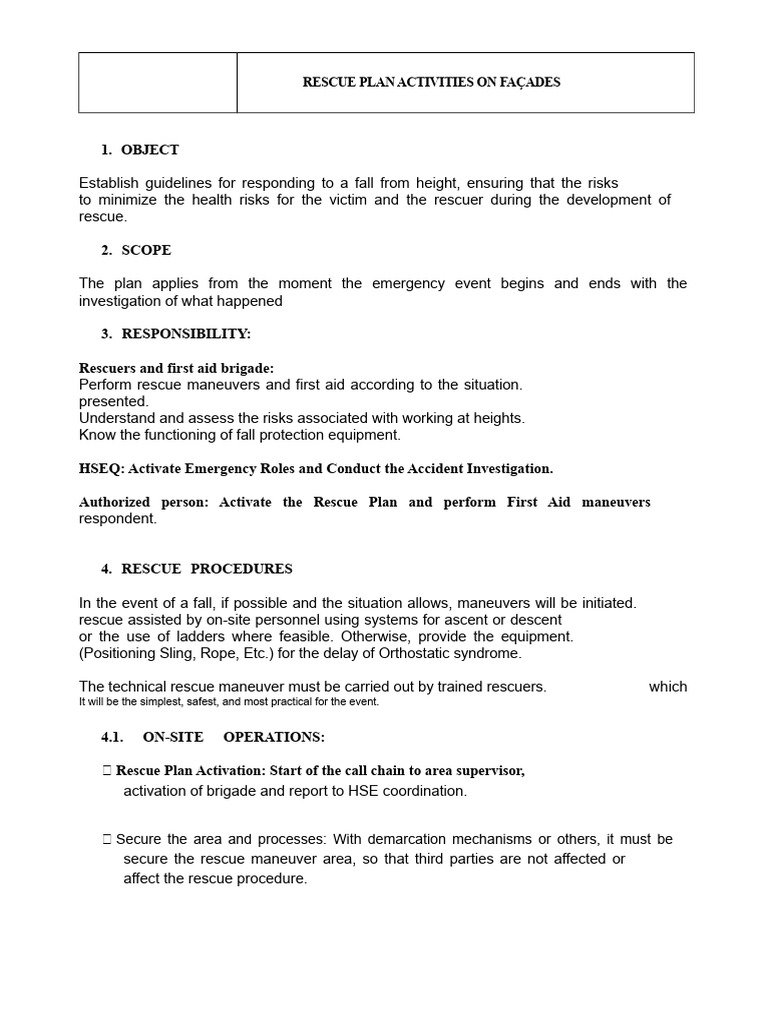 Facade Rescue Plan Guidelines | PDF | Safety | First Aid