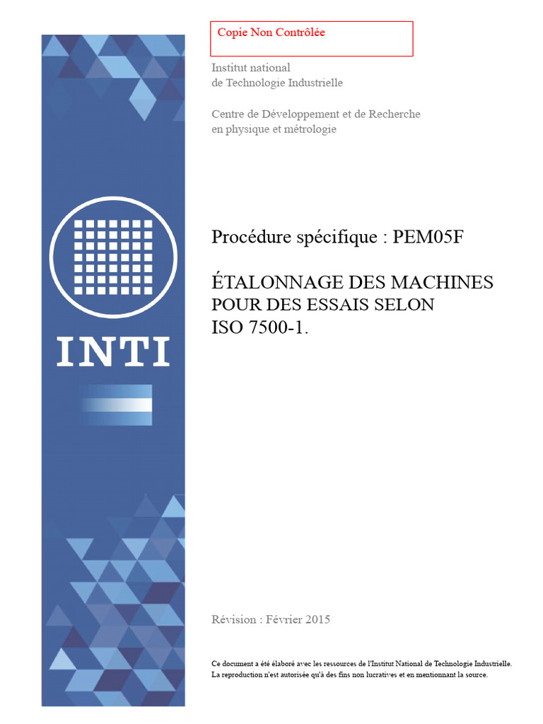 Calibration des machines selon ISO 7500-1 | PDF | Calibrage | Métrologie