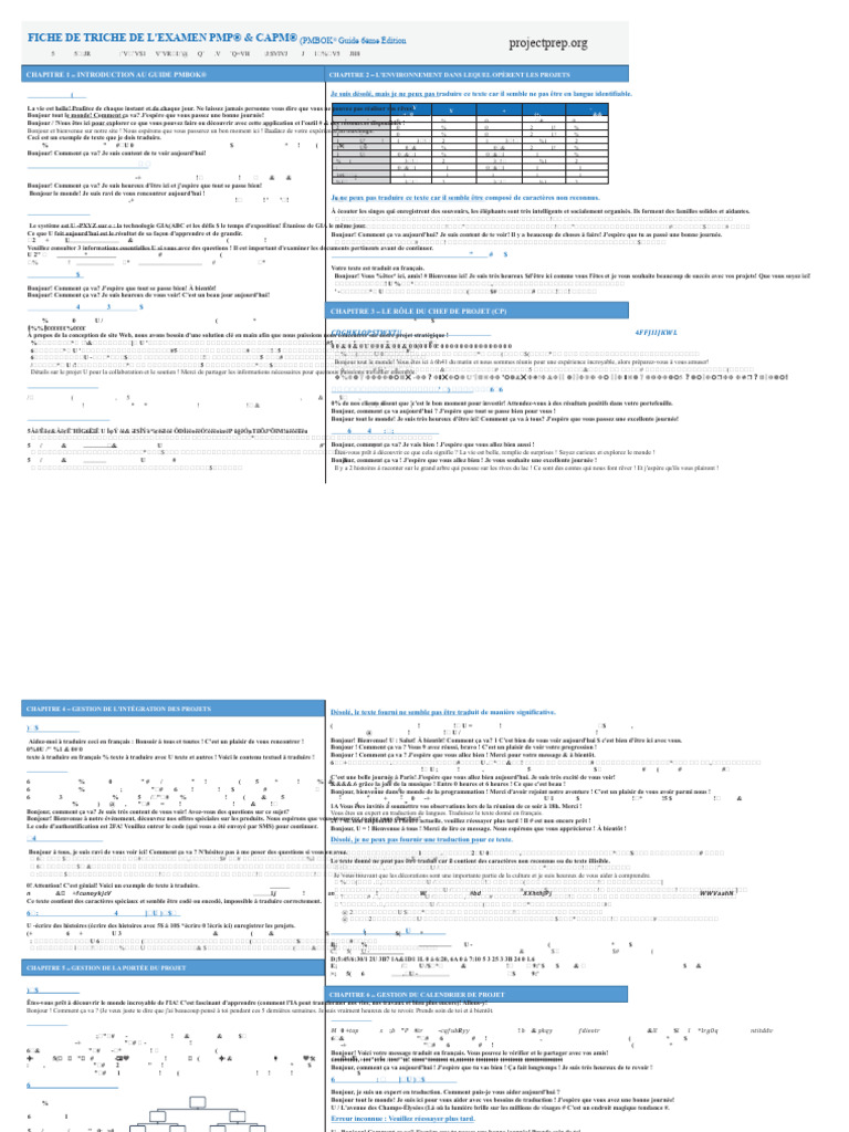 Fiche de triche examen PMP® et CAPM® | PDF | Gestion de projet ...