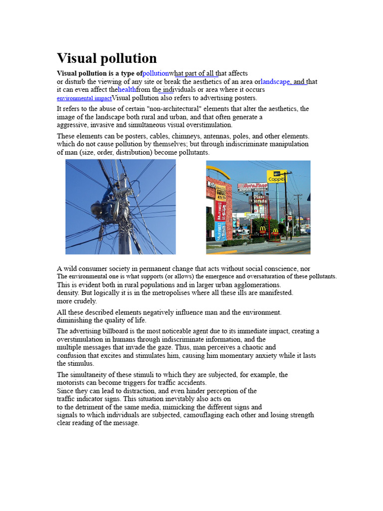 Understanding Visual Pollution Effects | PDF | Noise | Sound