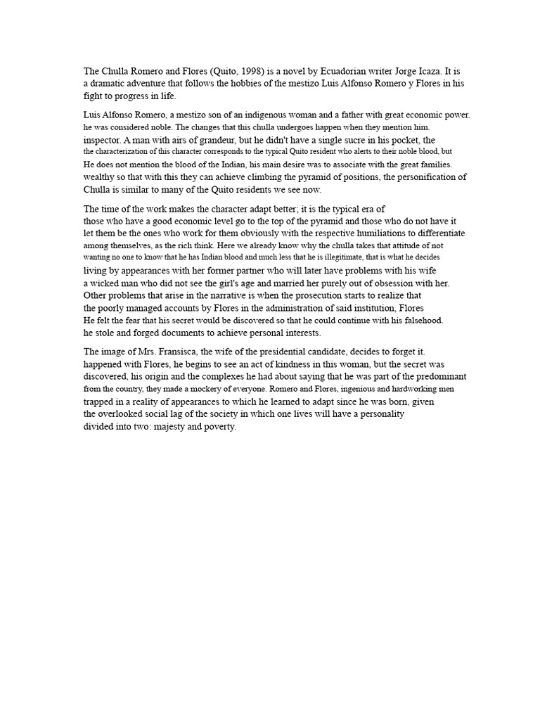 Chulla Romero y Flores: Class Struggle in Quito | PDF