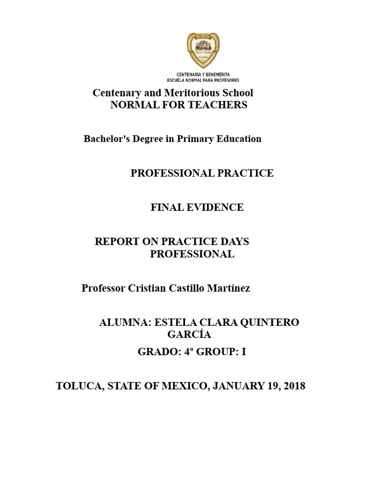Professional Practice Report in Education | PDF | Learning | Curriculum