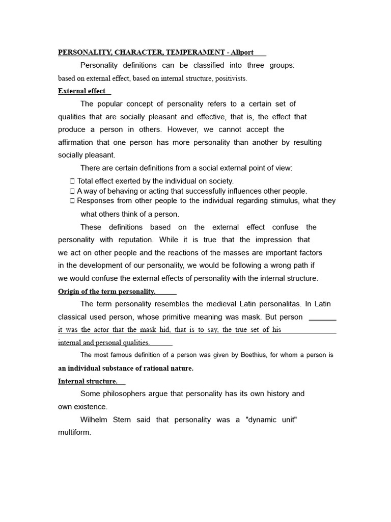 Understanding Personality and Character | PDF | Temperament | Attitude ...