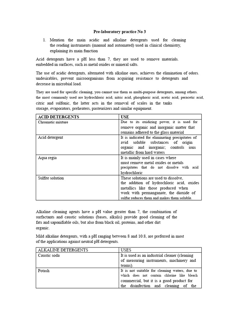 Detergents and Disinfectants in Labs | PDF | Disinfectant | Acid
