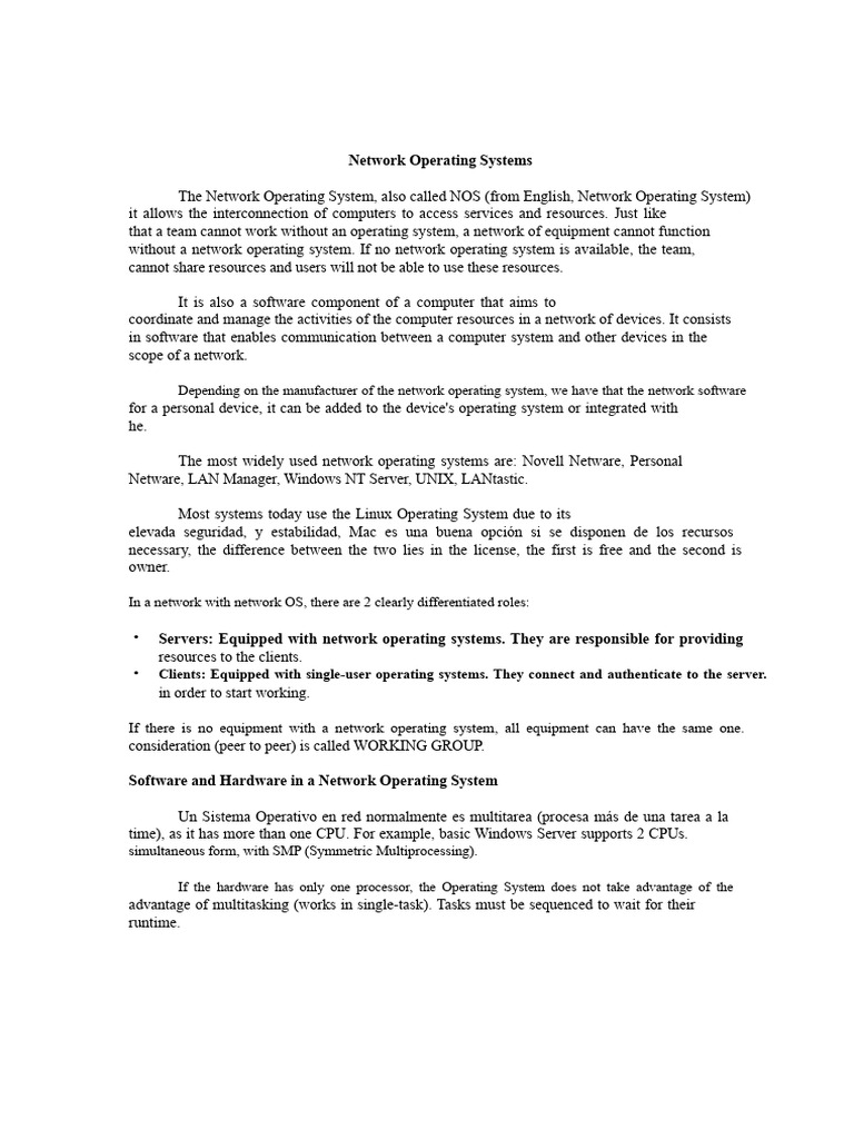 Understanding Network Operating Systems | PDF | Computer Network ...