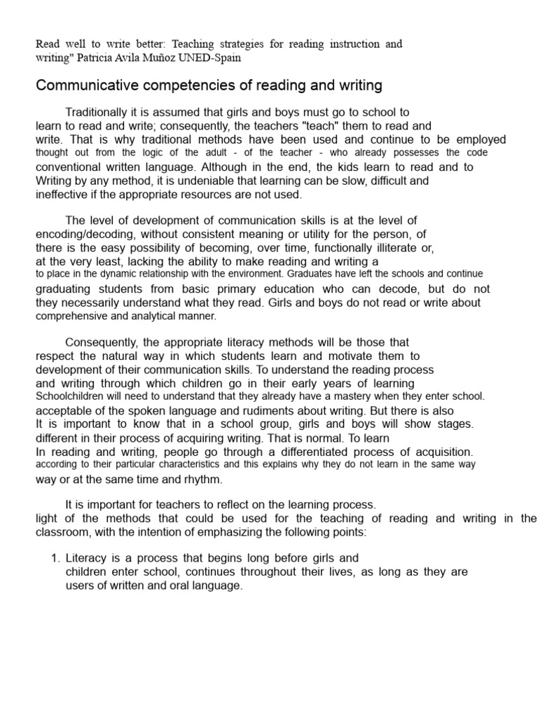 Read well to write better 1 literacy | PDF | Literacy | Reading ...