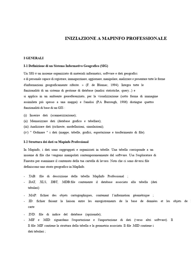 Iniziazione A Mapinfo Professional | PDF