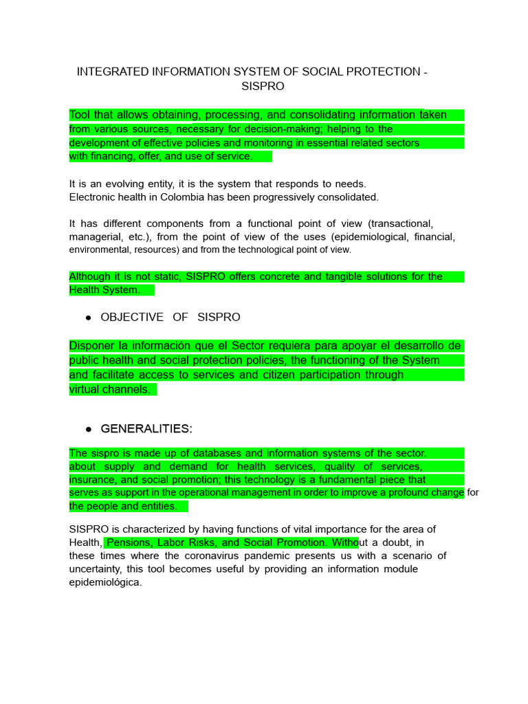 SISPRO | PDF | Public Health | Social Security (United States)