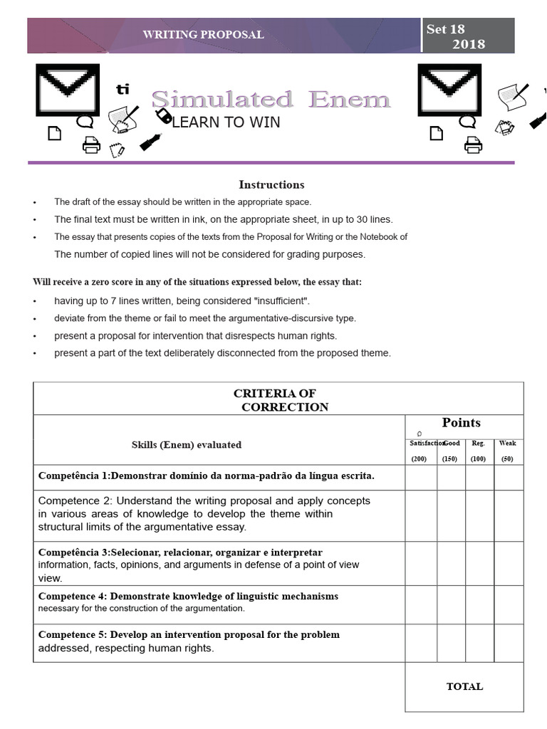 Enem Simulation - Essay Test | PDF | Essays | Learning