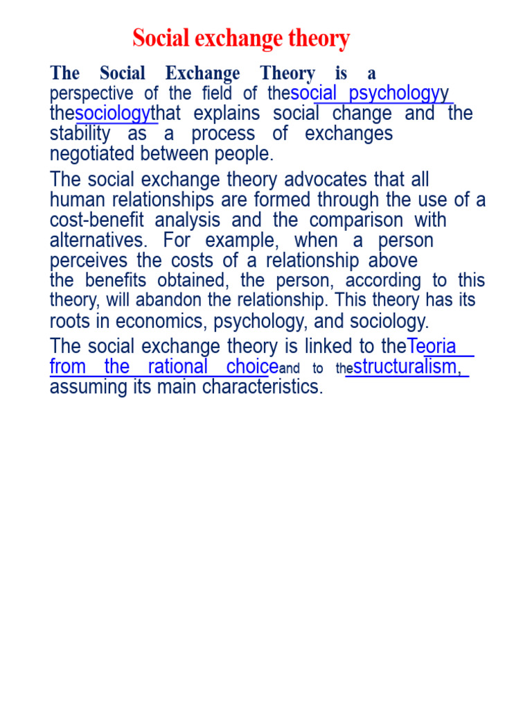 Social Exchange Theory Explained | PDF | Critical Theory | Frankfurt School