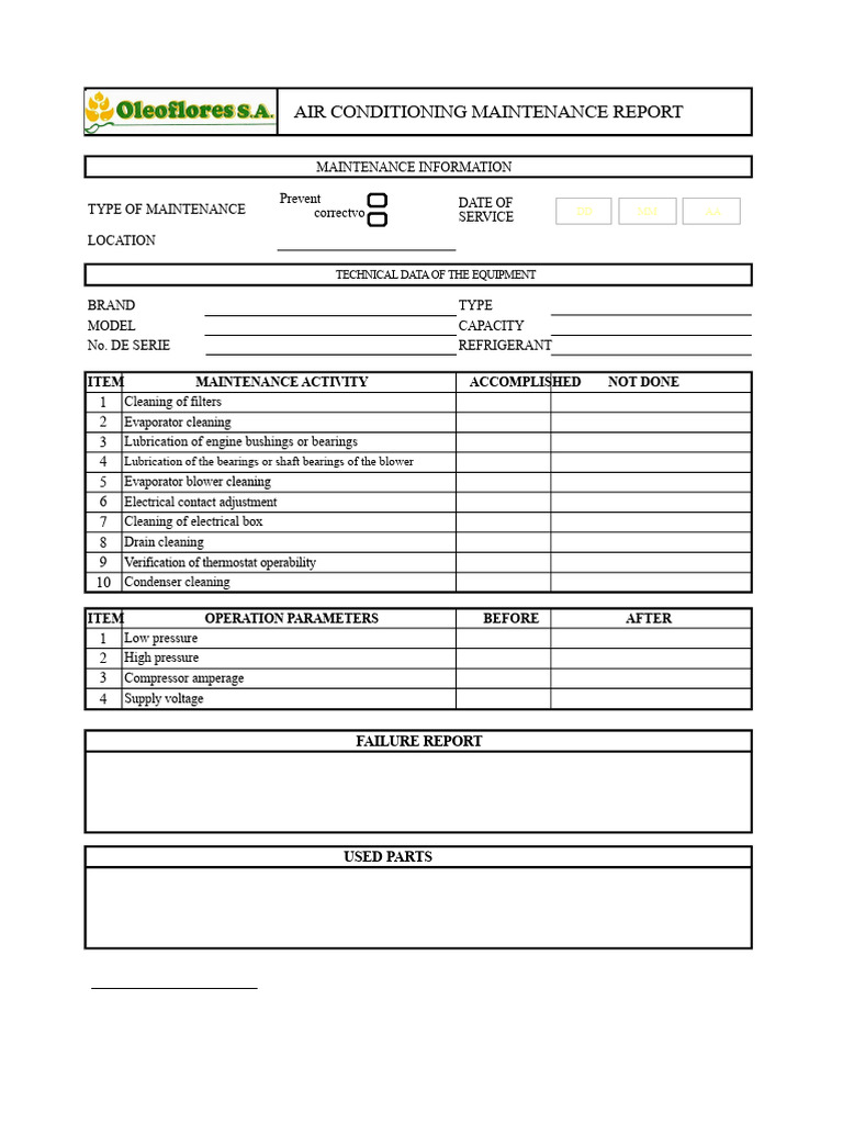 Format Maintenance Air Conditioners | PDF