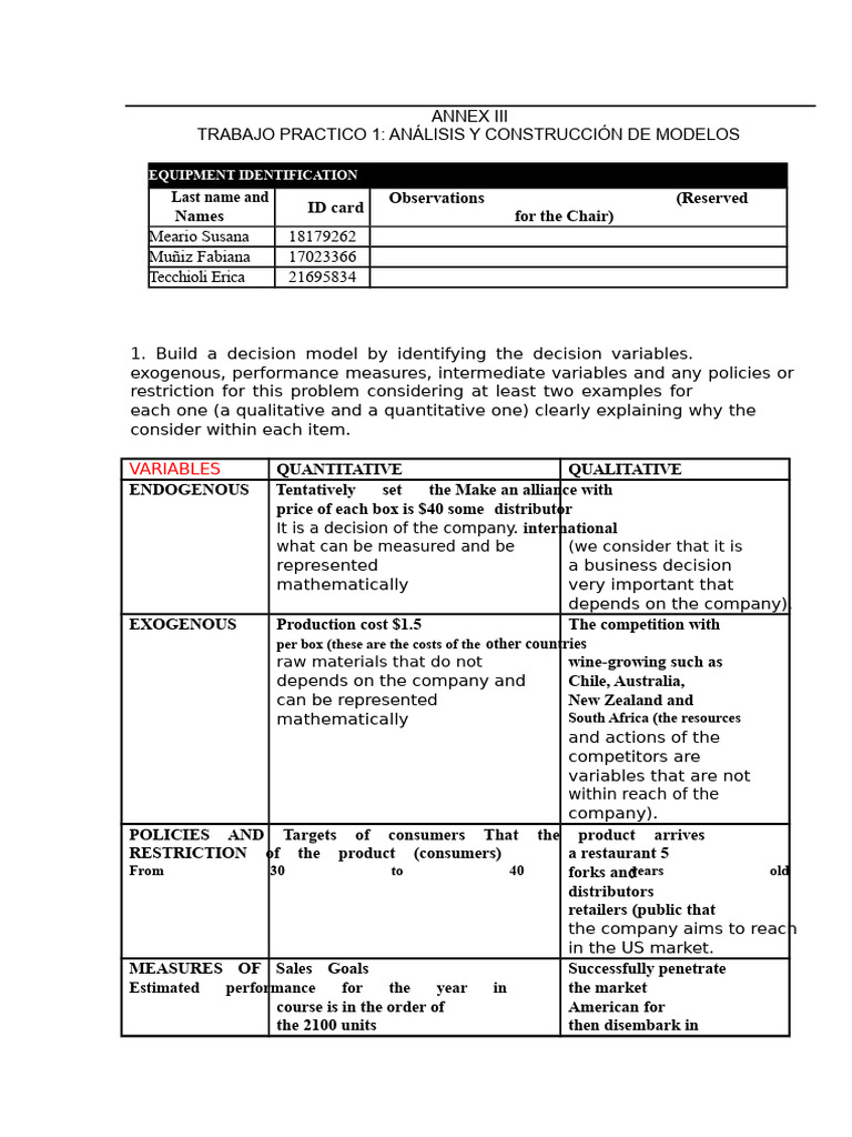 Practical Work 1 of Strategic Planning | PDF | Quantitative Research ...