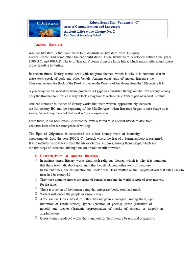 Ancient Literature Overview for Students | PDF | Epic Poetry | Greek ...