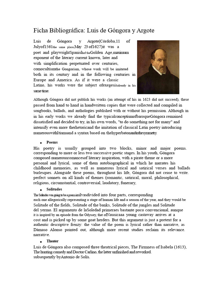 Luis de Góngora y Argote | PDF | Poetry | Writing