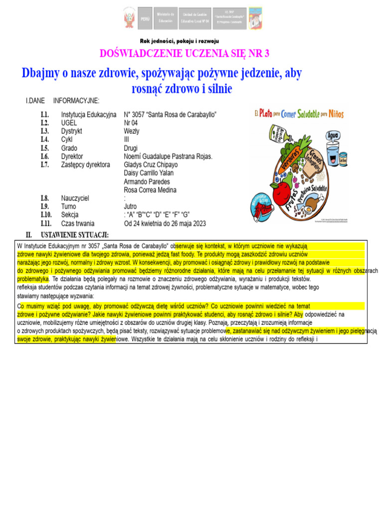 Doświadczenie Uczenia Się NR 3 2023 Rok Drugi Rano I Popołudniu | PDF