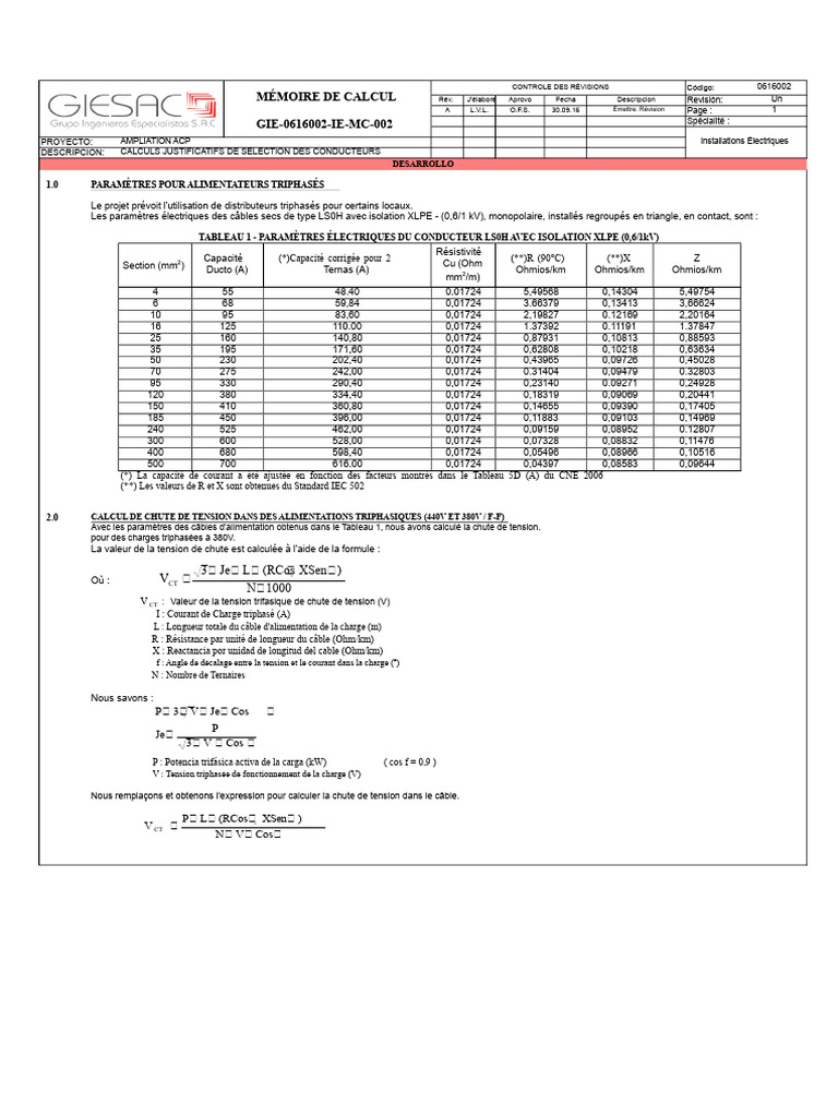 Calculs de Chute de Tension Électrique PDF Grandeur physique — free download
