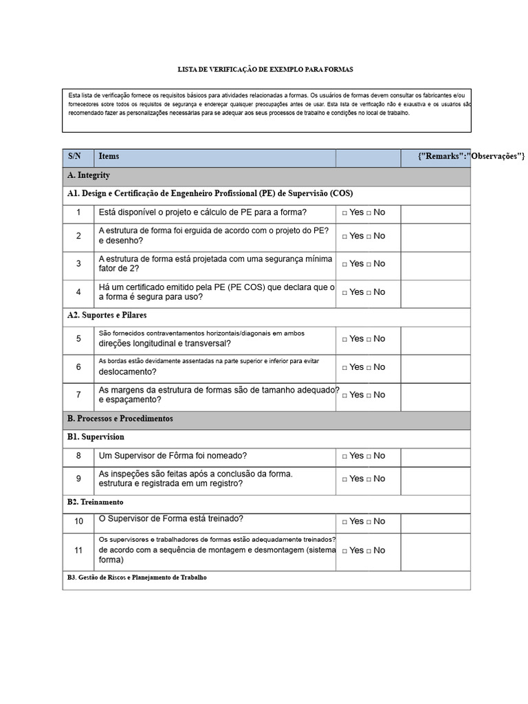5 Lista de Verificação de Forma | PDF