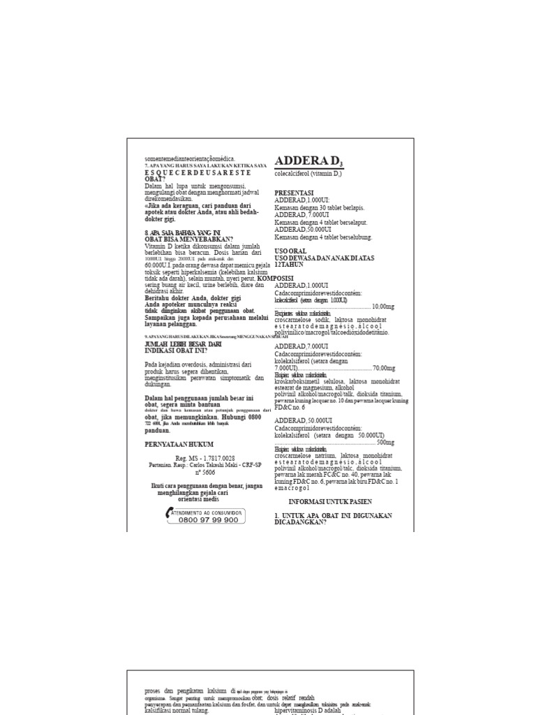 Panduan Penggunaan Addera D3 Vitamin D | PDF