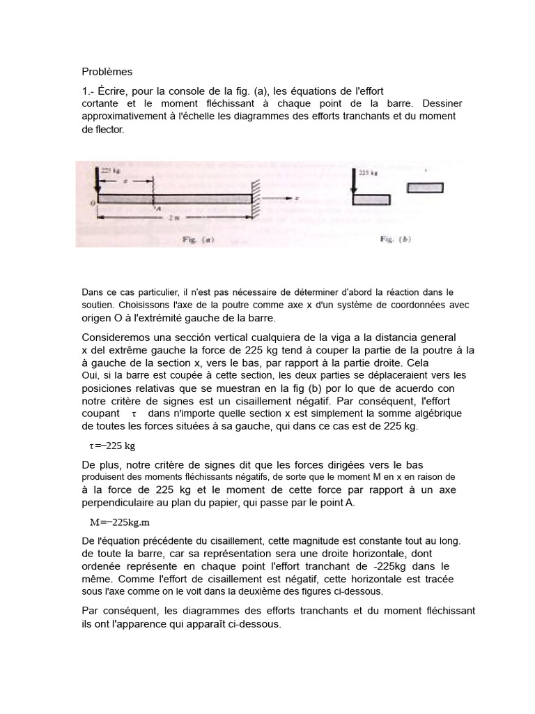 Diagrammes d'efforts et moments en poutres PDF Flexion (matériau — free download