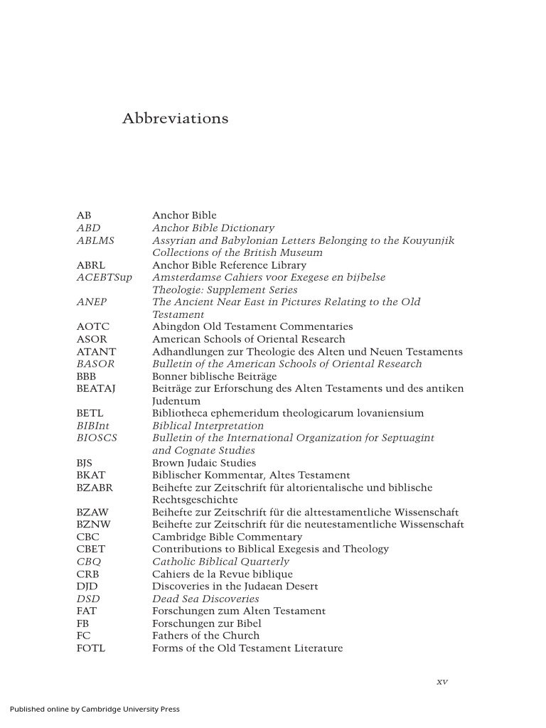 05.0 PP XV Xviii List of Abbreviations | PDF | Bible | Old Testament