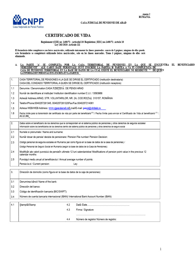 Certificado Vida Util Frutas
