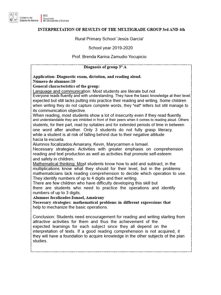 Interpretation of Diagnosis Multigrade 3 and 4 | PDF | Procedural ...