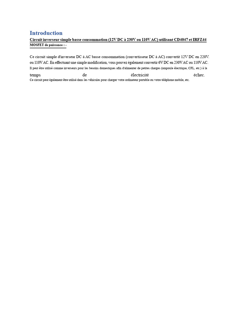Inverseur DC-AC 12V à 230V avec CD4047 | PDF | Interrupteur ...