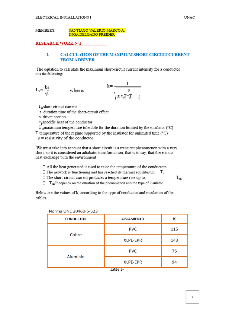 Short-Circuit Current Calculation Guide | PDF | Electrical Conductor ...