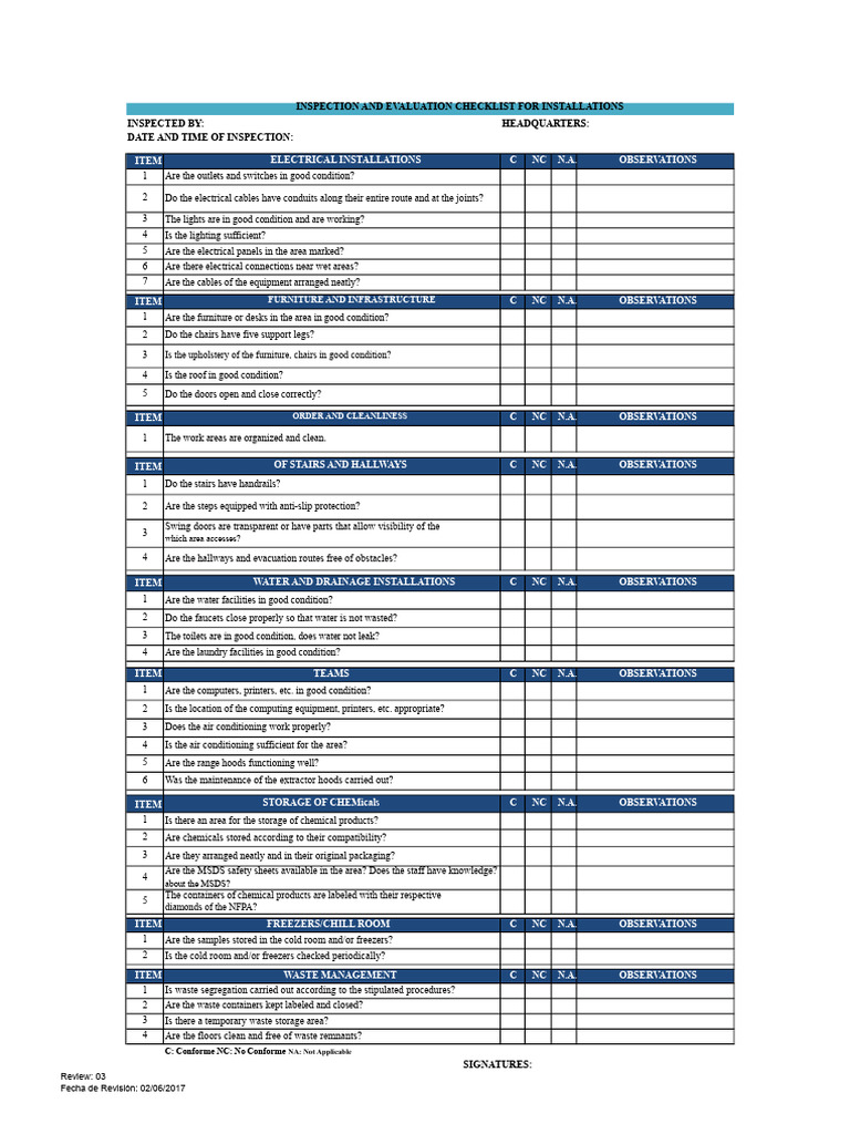 Installation Inspection Evaluation Checklist | PDF | Stairs