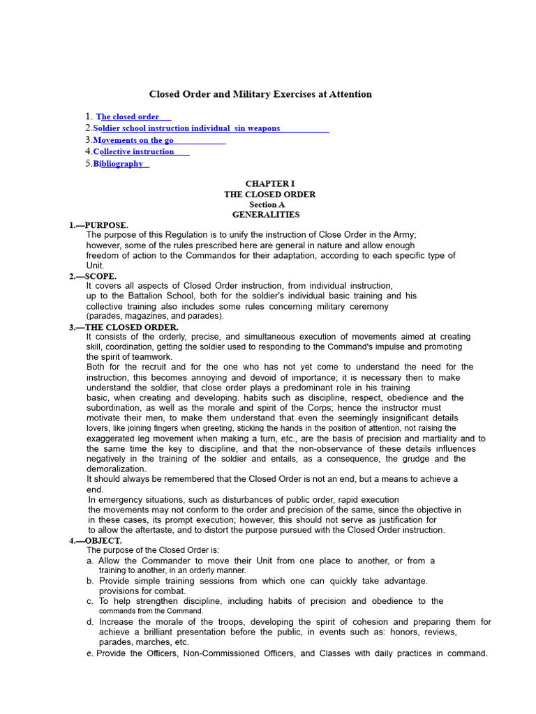 Closed Order Manual | PDF | Foot