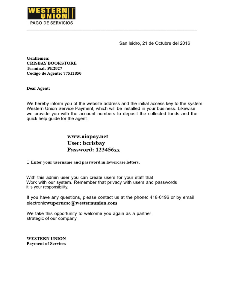 Payment Letters For Crysbai Services | PDF | Banks | Service Industries