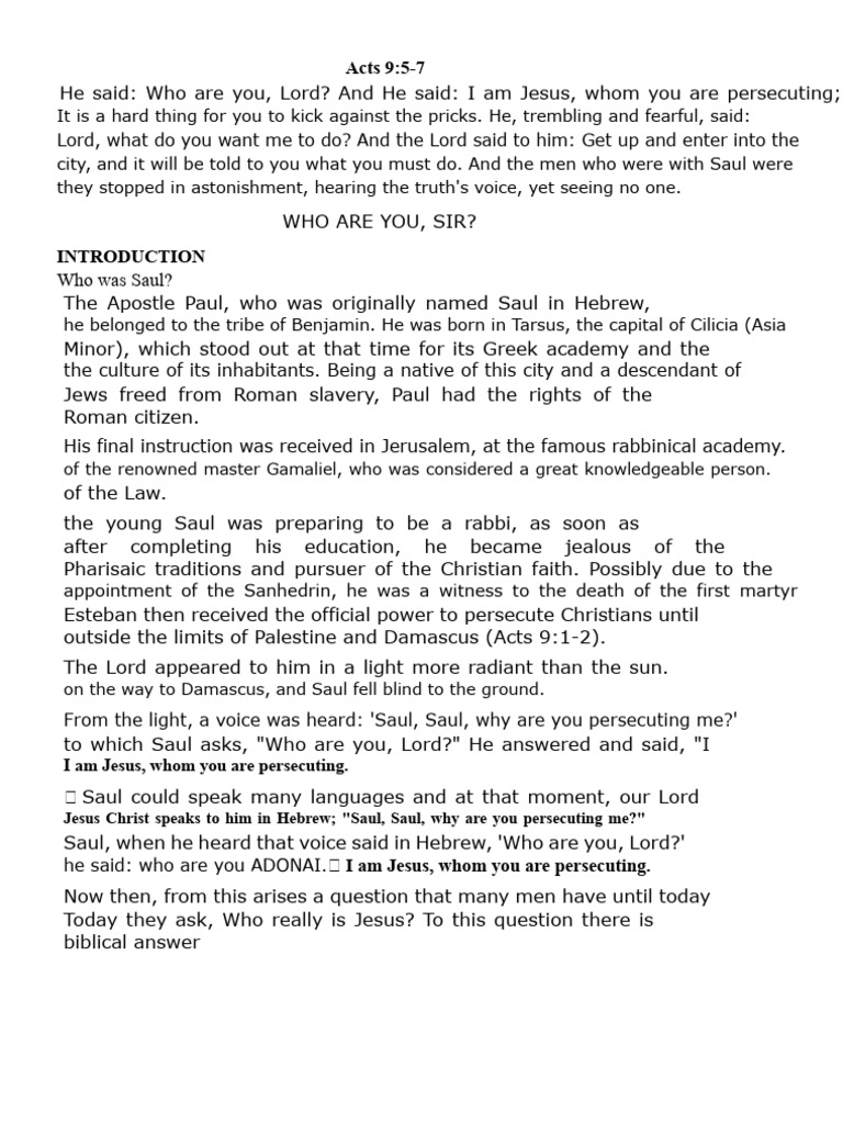 Who Are You, Lord? | PDF | Paul The Apostle | Jesus