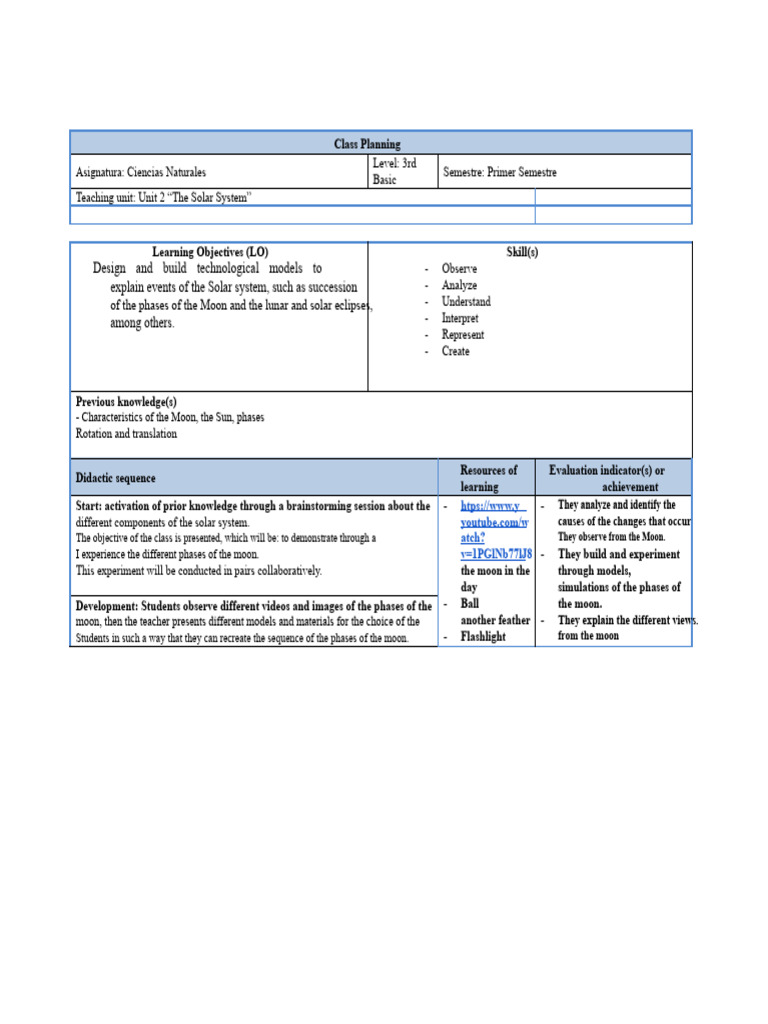 Class Planning | PDF | Moon | Eclipse