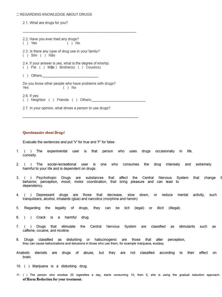 Questionnaires | PDF | Drugs | Medical Specialties