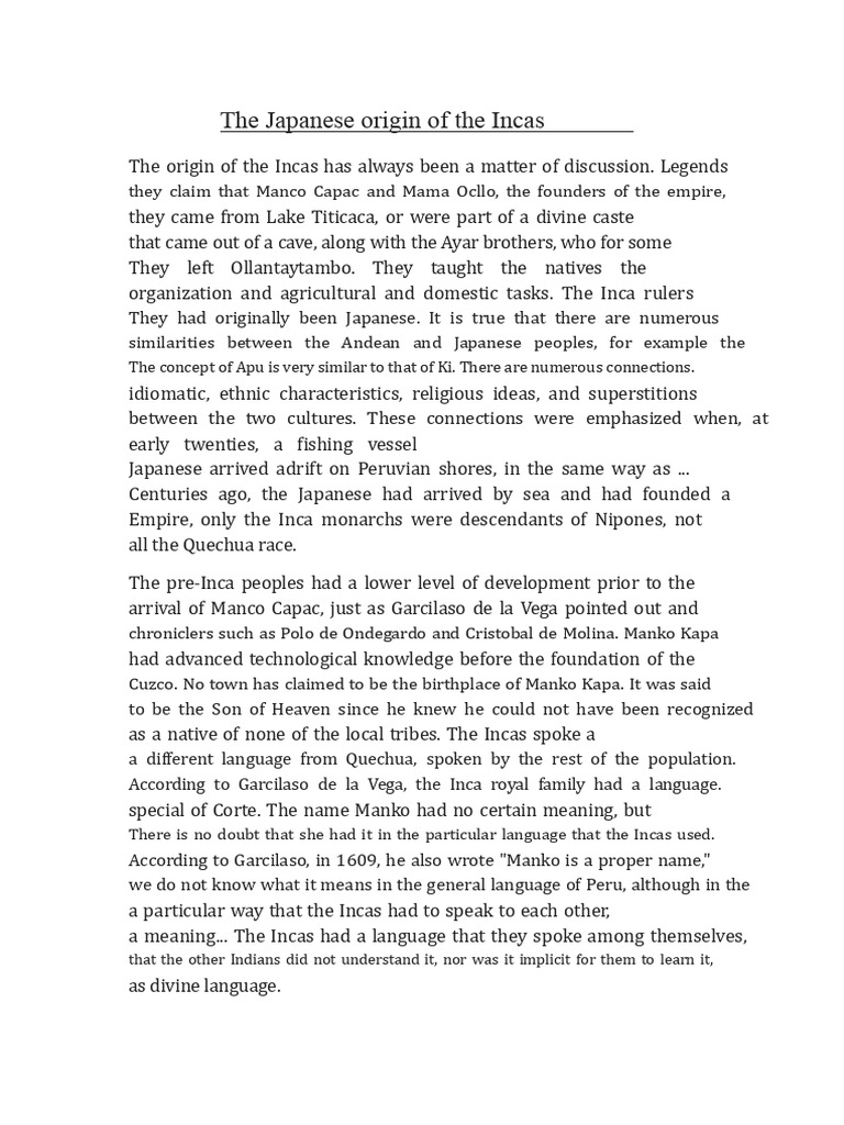 Japanese Roots of the Inca Empire | PDF | Inca Empire