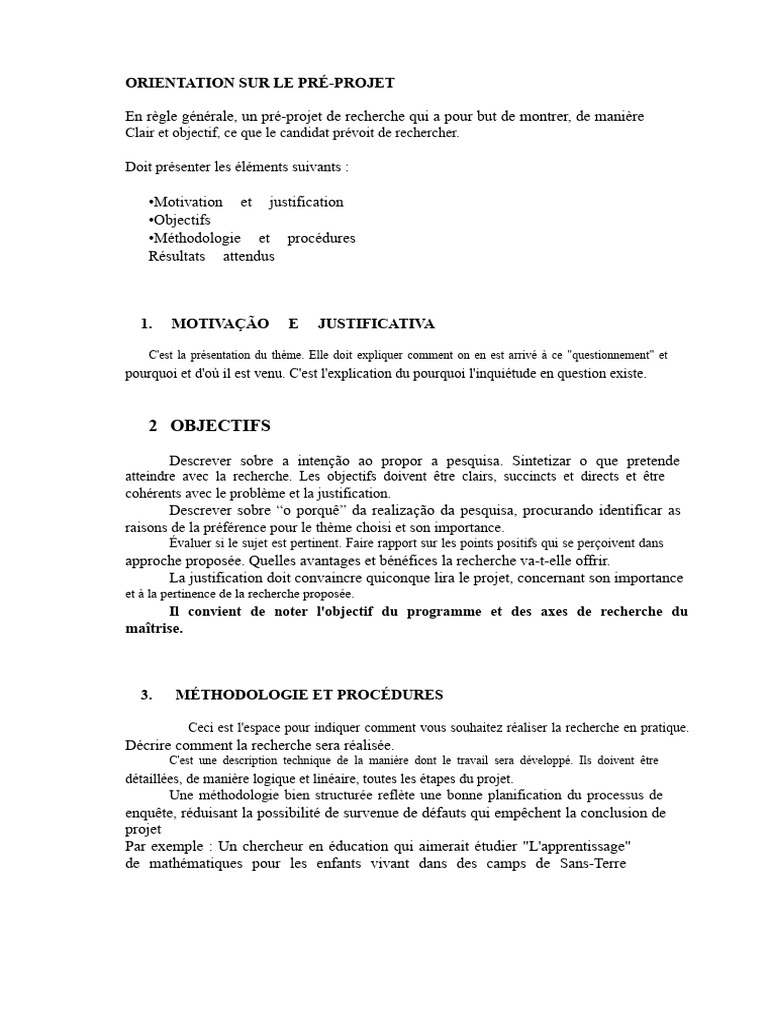 Modèle de Pré-Projet | PDF | Science | Mathématiques