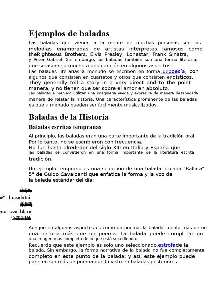 Ejemplos de Baladas | PDF | Canciones