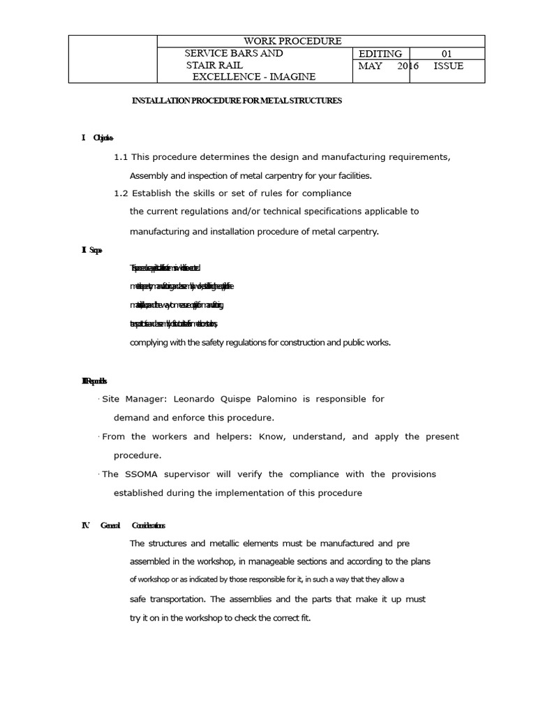Procedures - Metal Railing and Handrail | PDF