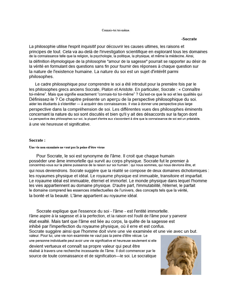 Philosophie du soi : Socrate à Descartes | PDF | Âme | Platon