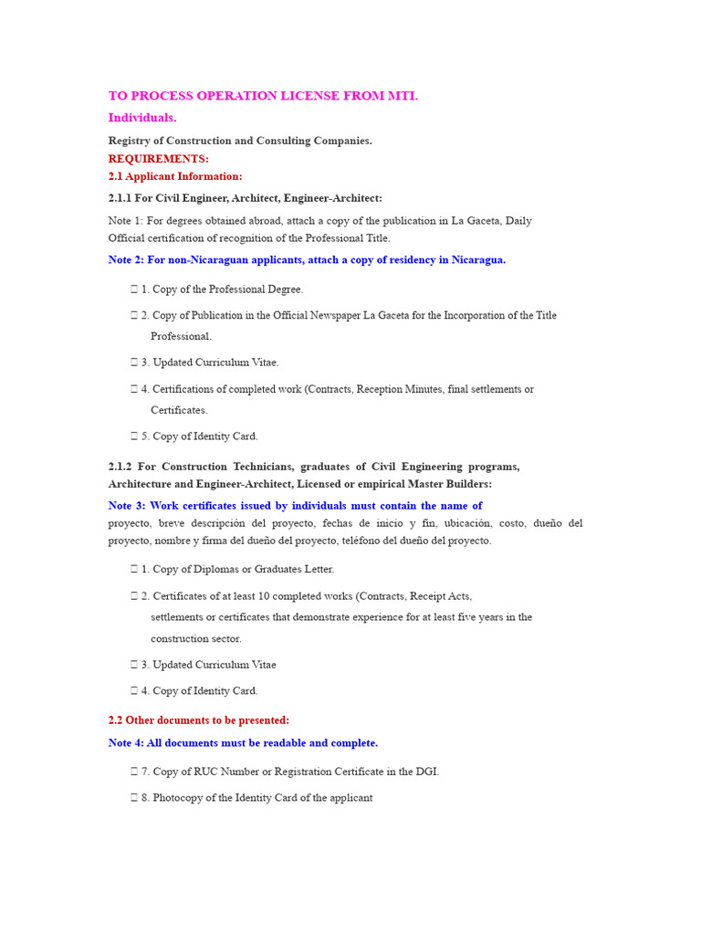 TO PROCESS OPERATION LICENSE FROM MTI | PDF | Identity Document