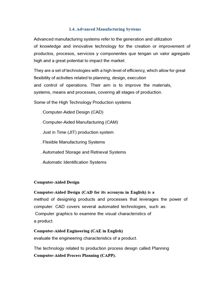 1.4. Advanced Manufacturing Systems. | PDF | Lean Manufacturing ...