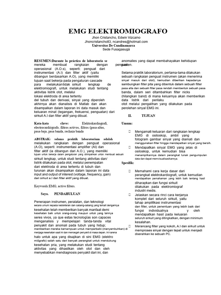 Rangkaian EMG dan Filter Aktif | PDF
